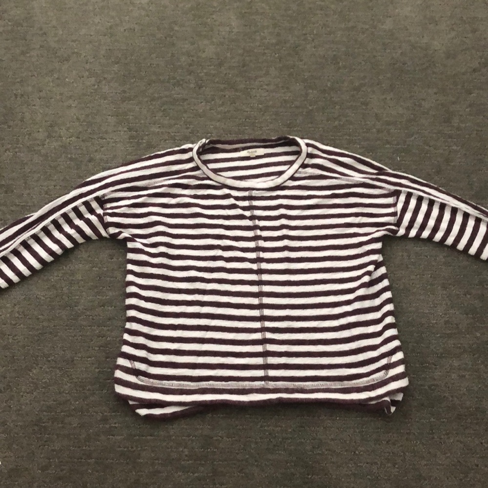 Madewell burgundy striped lightweight sweatshirt